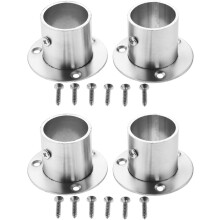 4 PCS Wardrobe Bracket for 32mm Rail, Stainless Steel Flange Rod Pole Socket Support, Tube End Holder for Curtain Kitchen Bathroom Wardrobe Balcony