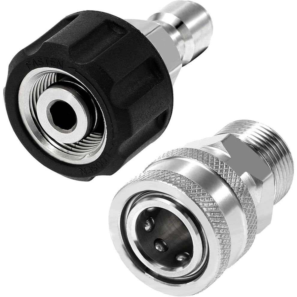 Tool Daily Pressure Washer Adapter Set, Quick Connect Kit, M22 14mm to M22 Metric Fitting, Stainless Steel