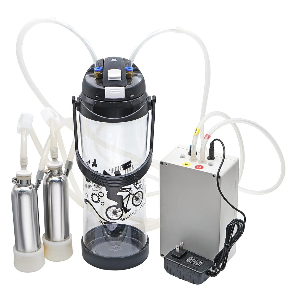 Milking Machine For Cows 3L Pulsation Vacuum Electric Suction Pump Milking Machine Portable Milking Equipment With 2 Teat Cups Shenzhenshiwusongmaoyiyouxiangongsi