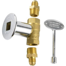 1/2Inch Straight Quarter Turn Shut-Off Valve Kit for NG LP Gas Fire Pits with Chrome Flange Key Valve with 3/8" Flare Adapters