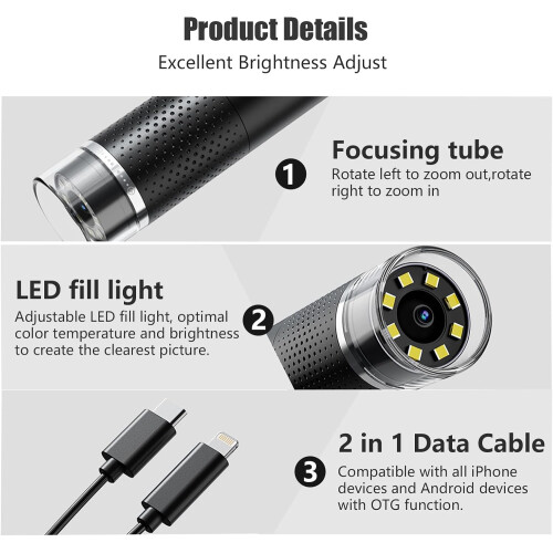 USB Mobile Phone Microscope (1920 x 1440P), USB Microscope Handheld Microscope 1600X Digital Microscope Self-Supporting 2