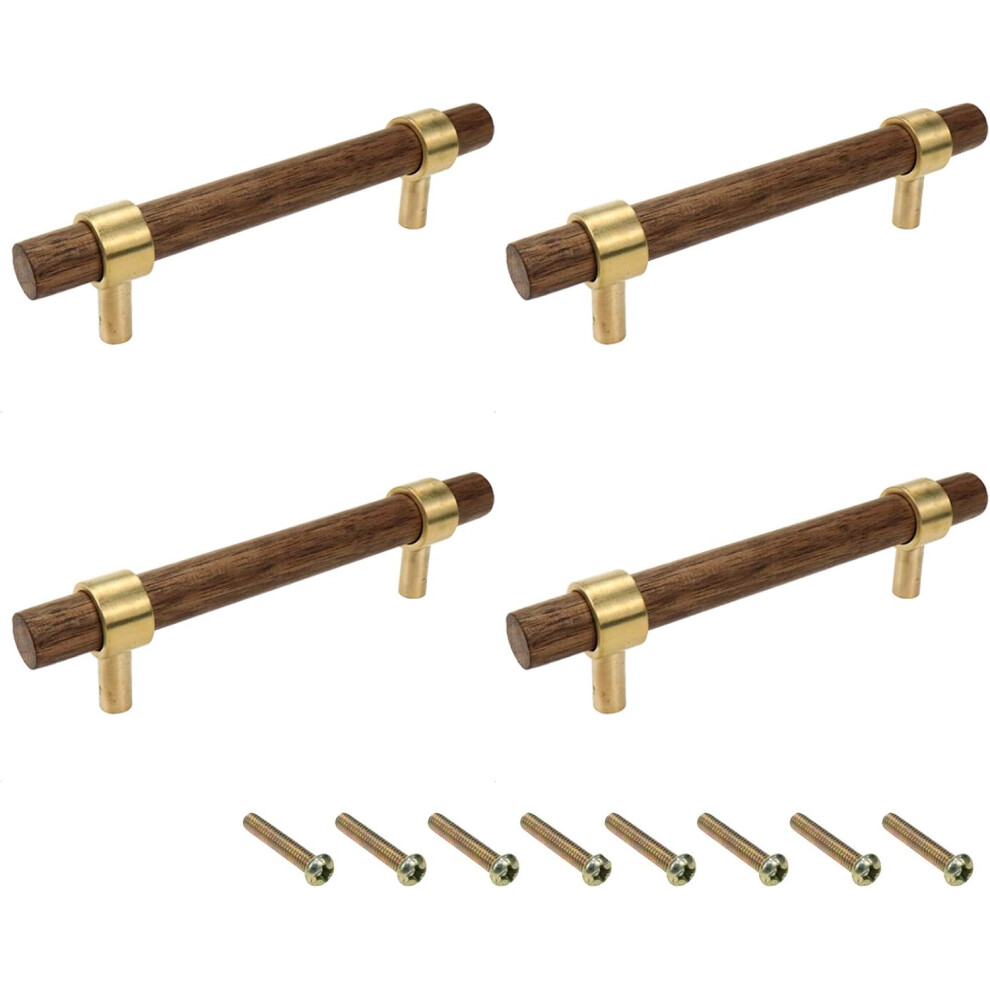 Drawer 5.51"/140Mm Pulls Brass Walnut Kitchen Wardrobe Cabinet Hardware Pull Handle Adjustable Hole Distance With Screw, 4Pcs 749284893884
