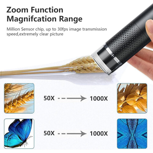 USB Mobile Phone Microscope (1920 x 1440P), USB Microscope Handheld Microscope 1600X Digital Microscope Self-Supporting 1