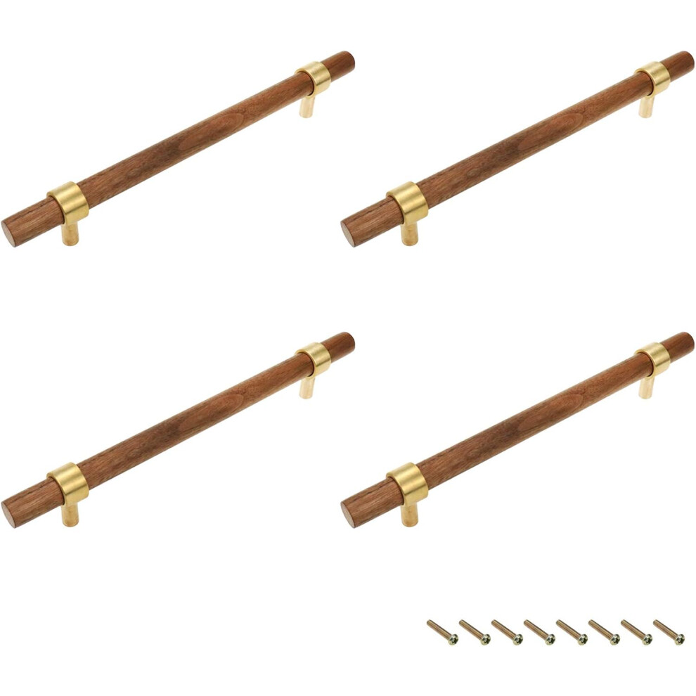 Drawer 8.66"/220Mm Pulls Brass Walnut Kitchen Wardrobe Cabinet Hardware Pull Handle Adjustable Hole Distance With Screw, 4Pcs 749284893907