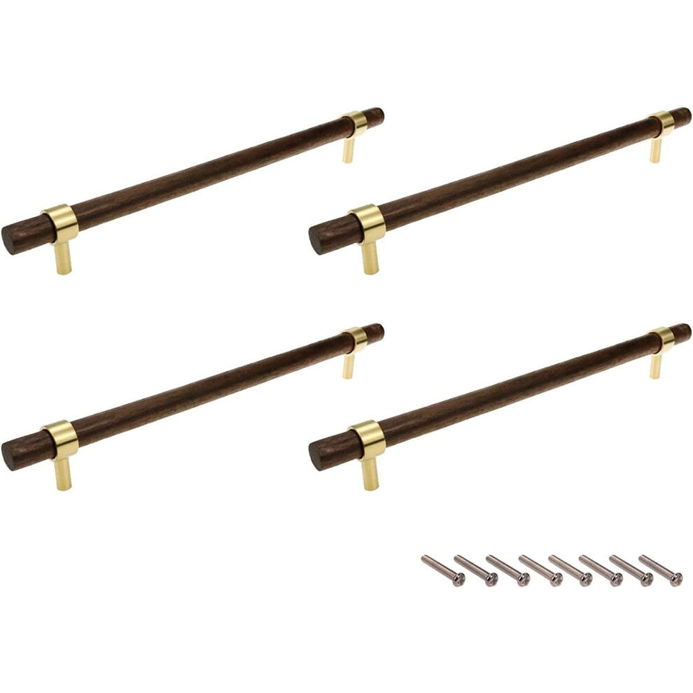 Drawer 11.02"/280Mm Pulls Brass Walnut Kitchen Wardrobe Cabinet Hardware Pull Handle Adjustable Hole Distance With Screw, 4Pcs 749284893914