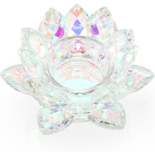 Crystal Lotus Flower Tea Light Holder Lotus Petals Votive Candle Holder, Crystal Lotus Tealight Candle Stand Lotus Dappen Dish