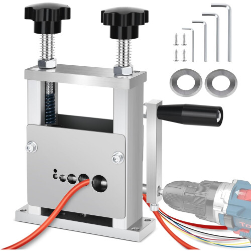 Manual Wire Stripper Machine 0.06''-0.8'', Wire Stripping Machine with 6 Tracks & 5 Carbide Blade, Wire Stripper for Drill Scrap Cable Stripper