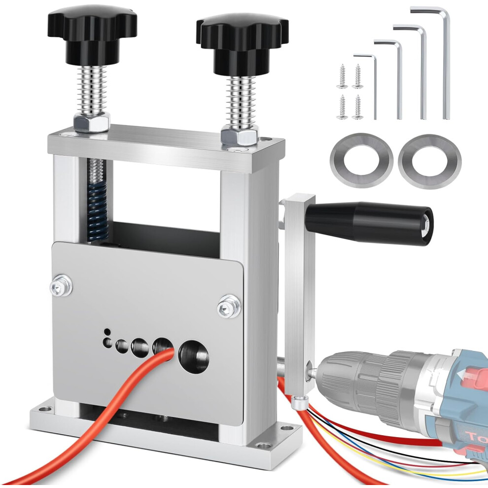 Manual Wire Stripper Machine 0.06''-0.8'', Wire Stripping Machine With 6 Tracks & 5 Carbide Blade, Wire Stripper For Drill Scrap Cable Stripper 749284893839