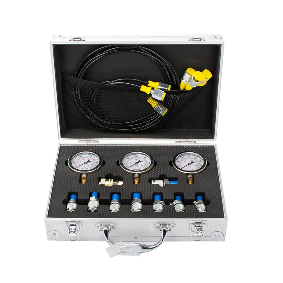 Hydraulic Pressure Test Kit, 4000/6000/10000 PSI, 8 Test Couplings & 1 Quick Connector & 3 Test Hoses-image-OPC-PJKRT8X-NEW