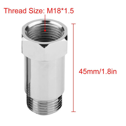 O2-sensorafstandhouder + zuurstofsensor 2 stuks 45 mm M18*1,5 Check Engine Light Eliminator Adapter O2 Zuurstofsensorverlenger Afstandhouder Zilver 2