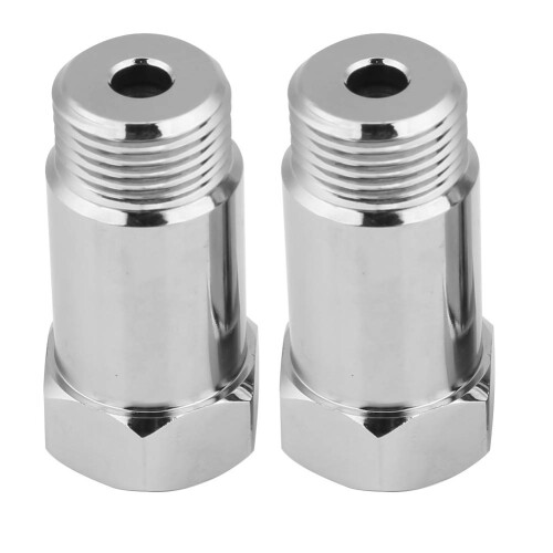 O2-sensorafstandhouder + zuurstofsensor 2 stuks 45 mm M18*1,5 Check Engine Light Eliminator Adapter O2 Zuurstofsensorverlenger Afstandhouder Zilver