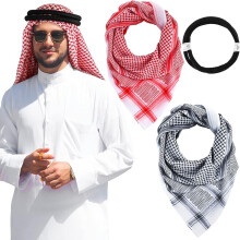 Shemagh mit Aqel-Seil, muslimische Kafiya, Keffiyeh, orientalisches Kopftuch, taktischer Wüsten-Kopf- und Halsschal, orientalischer Schal