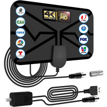 Antenne TV numérique HD longue portée TNT d'intérieur, 420 km, amplificateur de signal, chaînes locales gratuites 4K