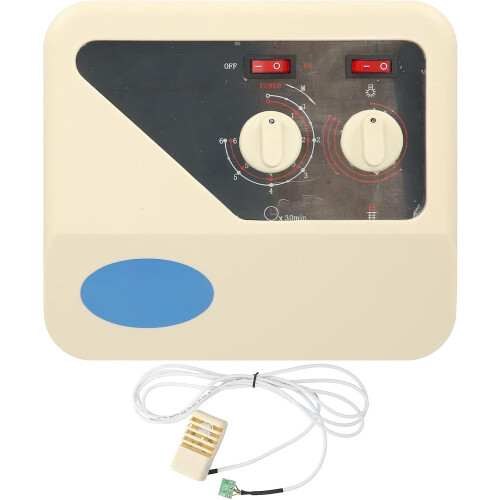 Externe regelaar van kunststof voor saunakachel met temperatuursensor en aansluitkabel voor saunakachels van 3-9 kW.