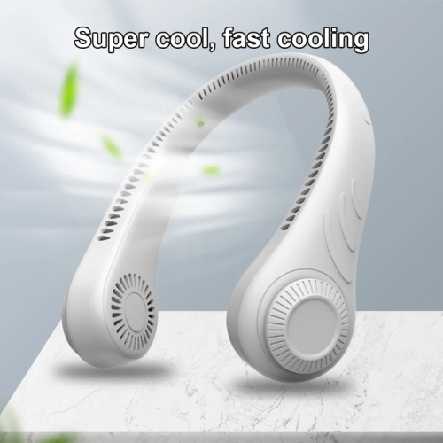 (White) Mini Neck Fan USB Rechargeable Adjustable Bladeless Cooling Fan