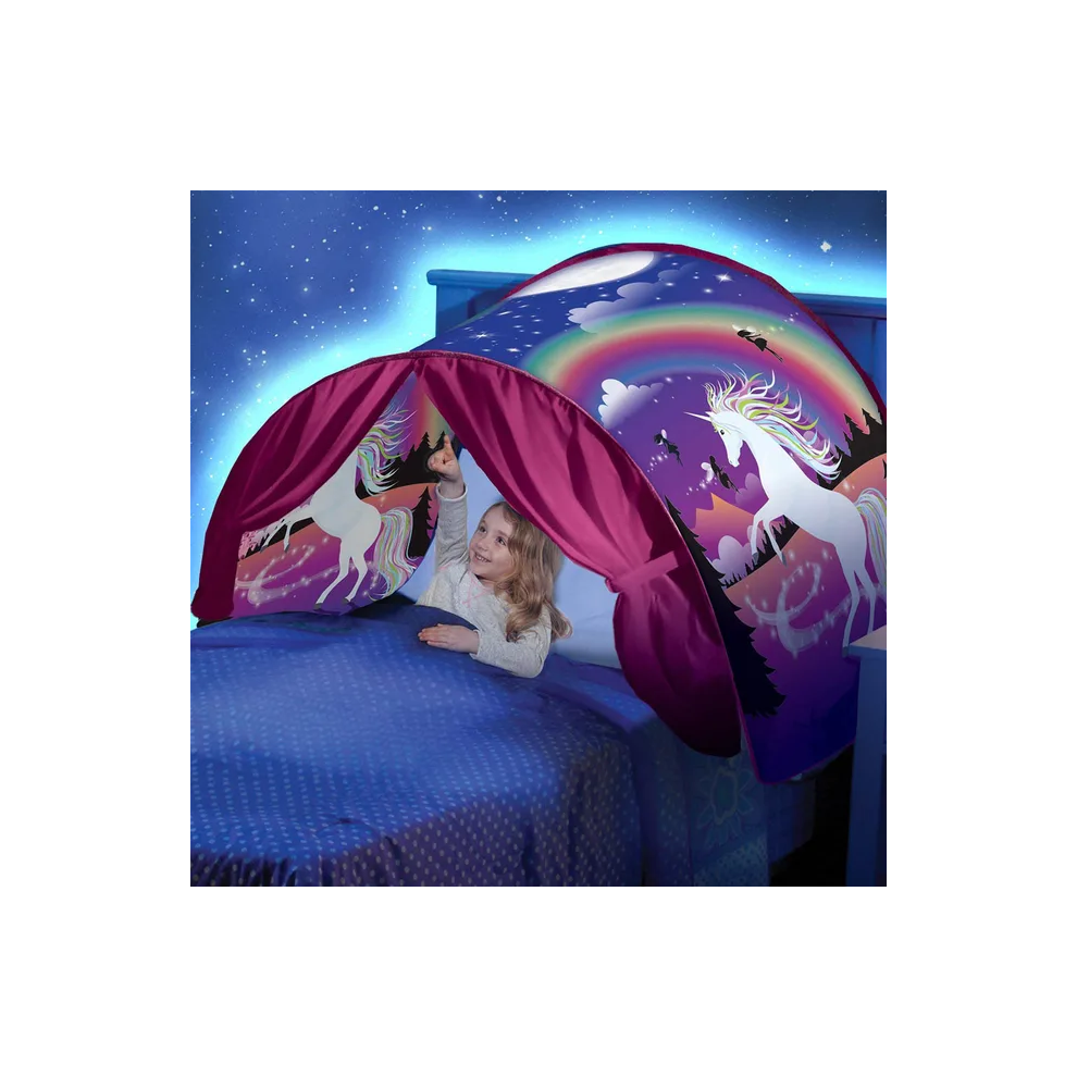 (Pink Unicorn) Kids Starry Dream Tent Bed Folding Light-blocking Tent Playhouse Indoor Dream Decoration-image-OPC-PJKRTVX-NEW