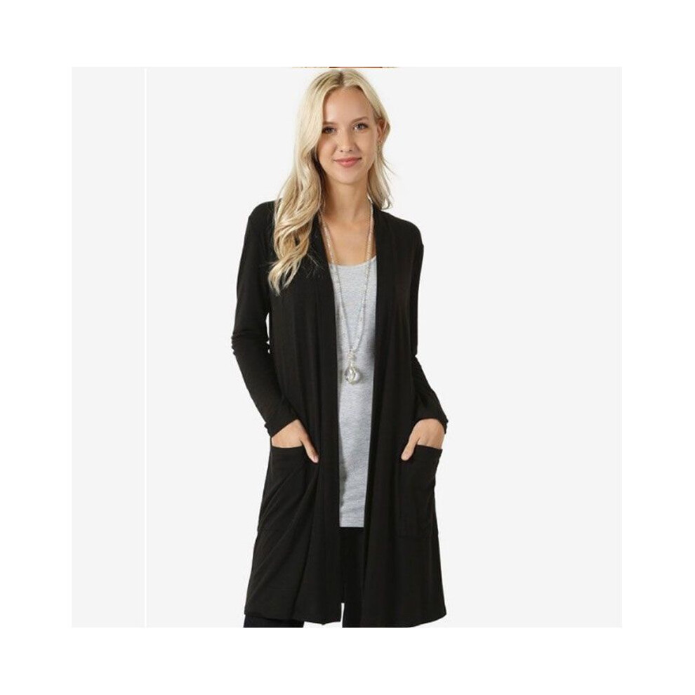(Black, 3XL) Women Autumn Winter Cardigans Casual Warm Coat Knitted Midlength Outerwear