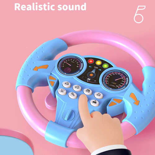Interactive Kids Steering Wheel with Sound Effects for Creative Play Compatible with All Car Models, Yellow 1