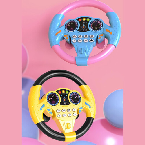 Interactive Kids Steering Wheel with Sound Effects for Creative Play Compatible with All Car Models, Yellow 2