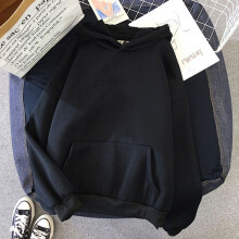 (Black, XL) Ladies Women Hoodies Hooded Oversize Jumper Loose Long Sweatshirts Plain Sleeve