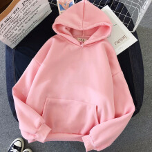 (Pink, M) Ladies Women Hoodies Hooded Oversize Jumper Loose Long Sweatshirts Plain Sleeve