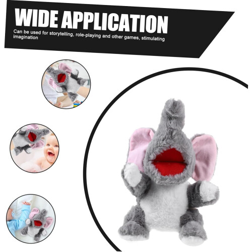 Plush Elephant Hand Puppet with Moving Mouth for Interactive Storytelling and Creative Role-Play in Soft Material 2