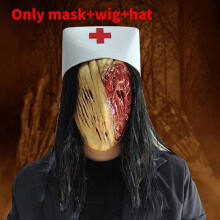 (With Hair) Nurse Hill Silent Latex Mask With Hair For Halloween Horror Costume Accessory