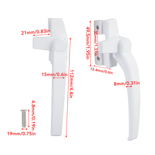 Aluminum Alloy Window Handle Lock 4PCS White 112x15mm 1