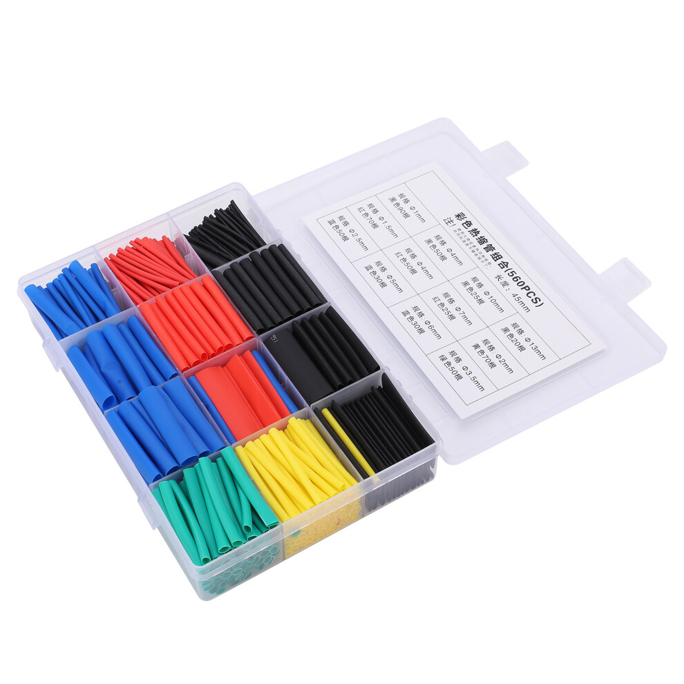 560Pcs Heat Shrinking Tubing Set, Nylon, Waterproof, Assorted Colors 9451340614548