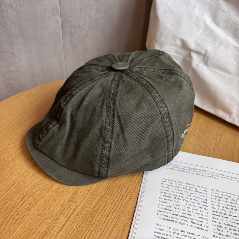 (Army Green) Color Retro Solid Minimalist Style Cotton Baseball Cap Women Sunshade Teens-image-OPC-PJKS65D-NEW