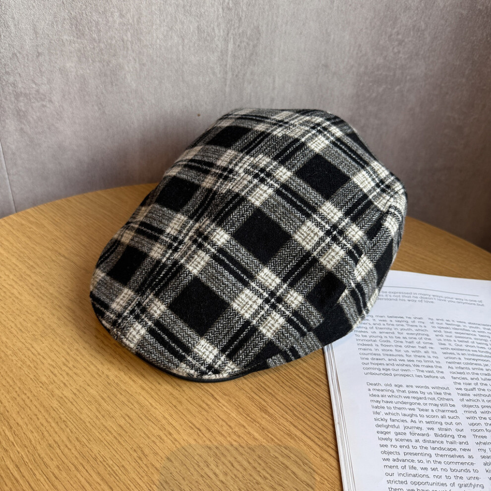 (Black) Grid Elegant Retro Cotton Hat Sunshade Women Daily Fashion Travel Cap Accessory-image-OPC-PJKS7ZM-NEW