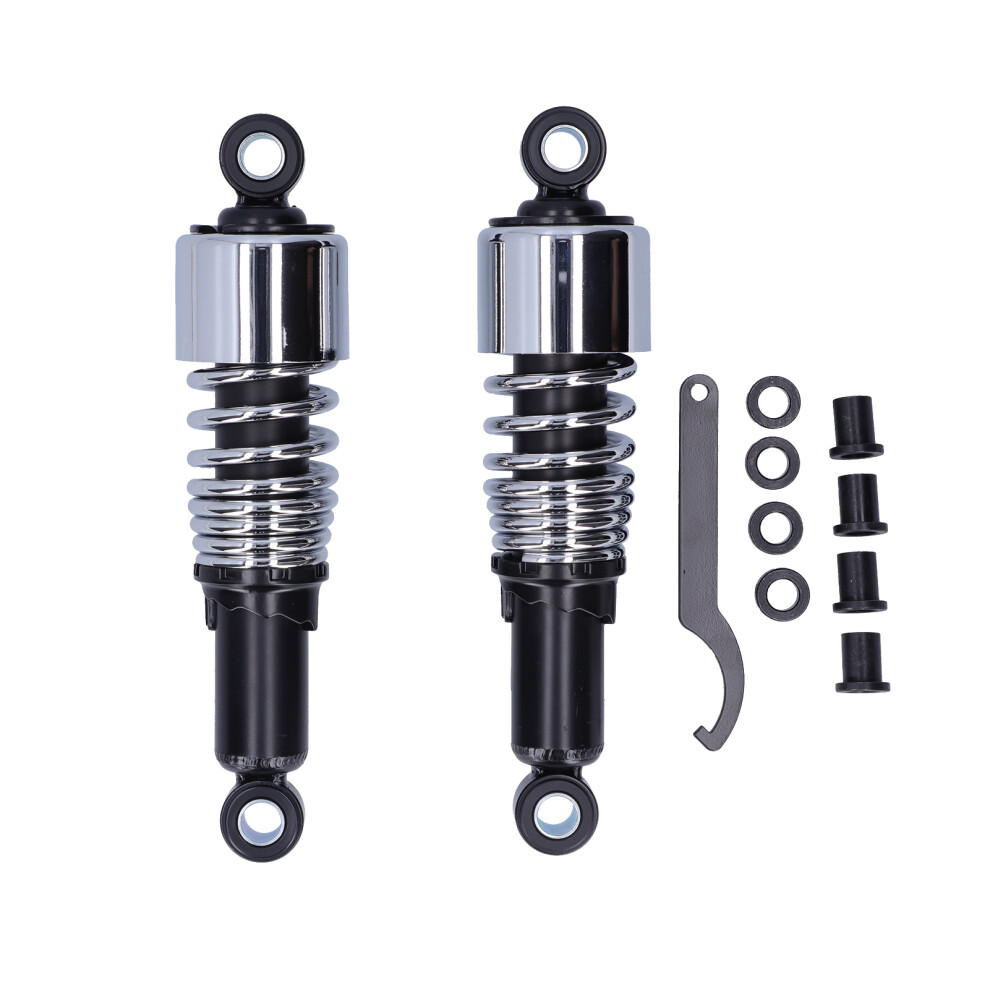Pair Of 10.5In Motorcycle Shocks Absorber Damper Black 9121376569142