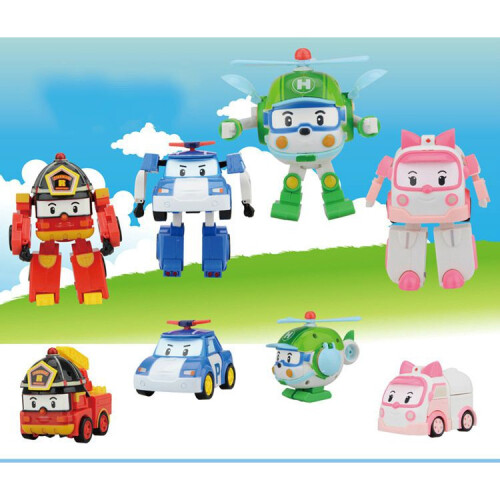 4 Pezzi Robocar Poli Ambe Roy Helly Robot Transformers Giocattoli Bambini Regali Educativi 2