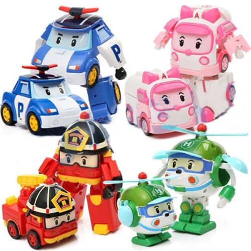 4 Pezzi Robocar Poli Ambe Roy Helly Robot Transformers Giocattoli Bambini Regali Educativi