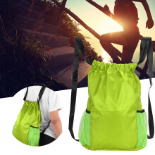 Waterproof Fluorescent Green Polyester Drawstring Travel Storage Bag 41x34x13cm