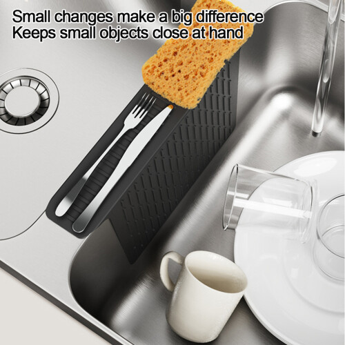 (grey) Flexible Silicone Sink Divider Pad For Anti Slip And Scratch Resistant 2