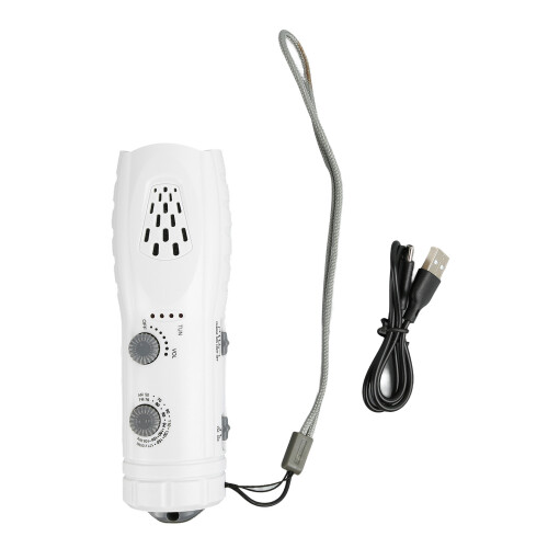 Radio de manivela blanco con linterna 14500 500mAh 1