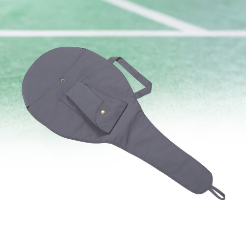 Unisex Canvas Tennis Racket Cover with Adjustable Shoulder Strap Grey 2