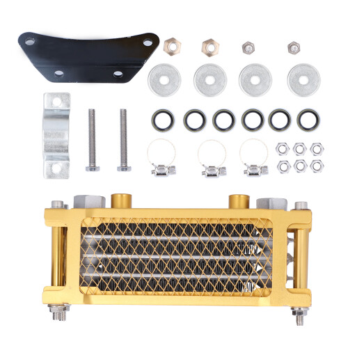 Universal Engine Oil Cooler Kit Gold Radiator with 1