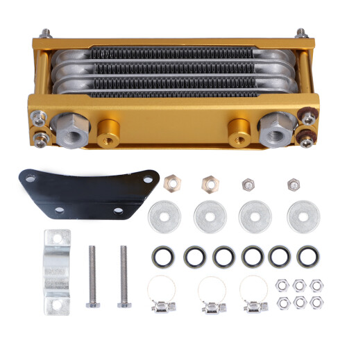 Universal Engine Oil Cooler Kit Gold Radiator with 2