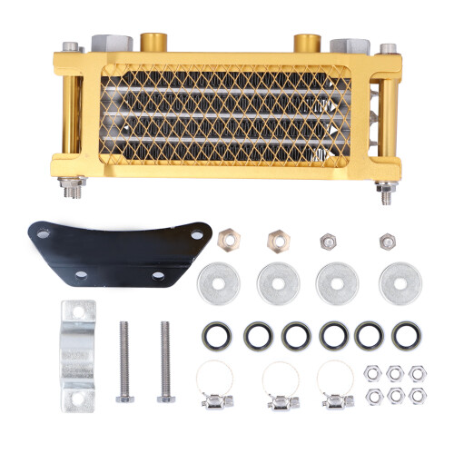 Universal Engine Oil Cooler Kit Gold Radiator with