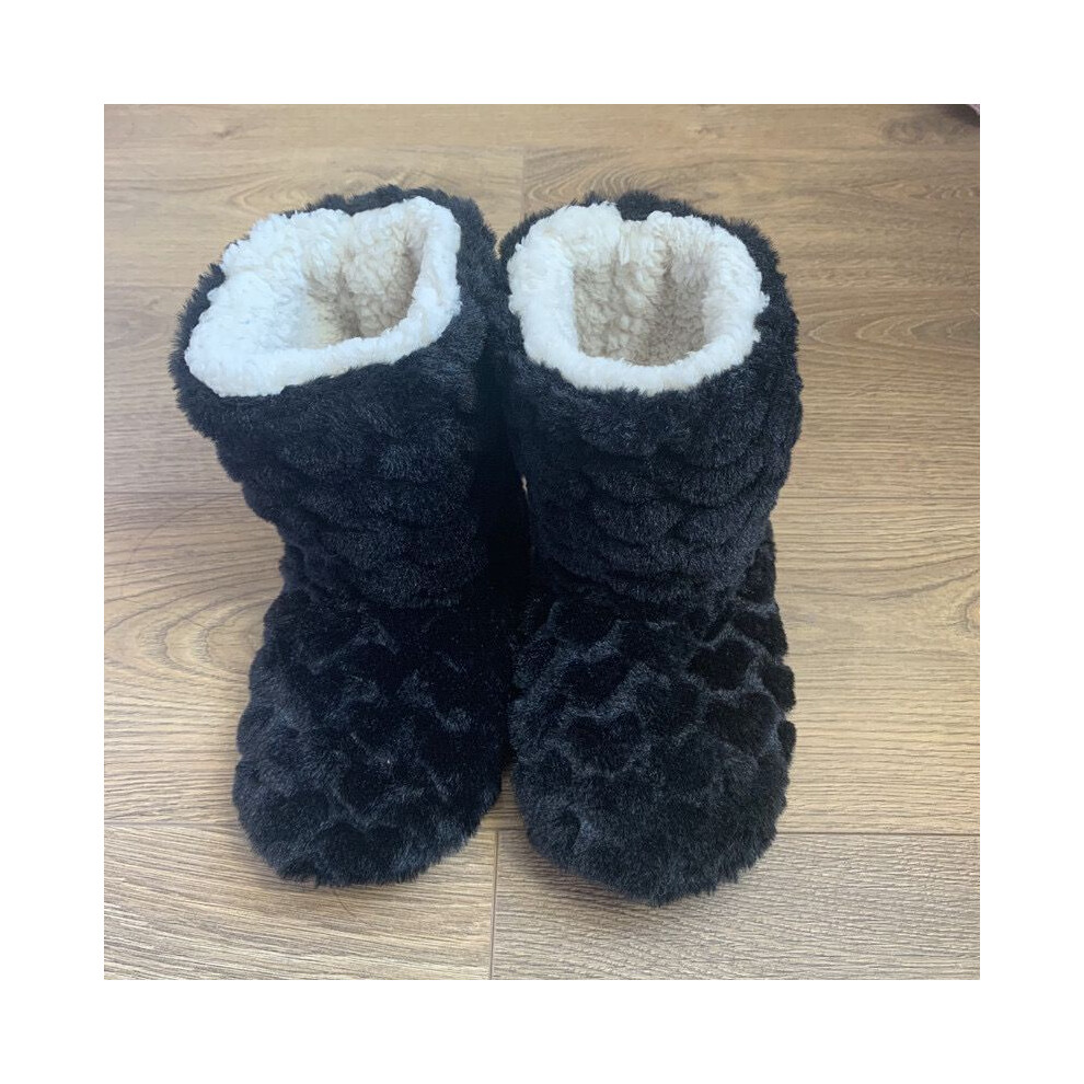 (Black, Foot Length=22.5-23.5cm) Children Floor Adult Socks Slippers Warm Indoor Slipper Ladies Boots Booties