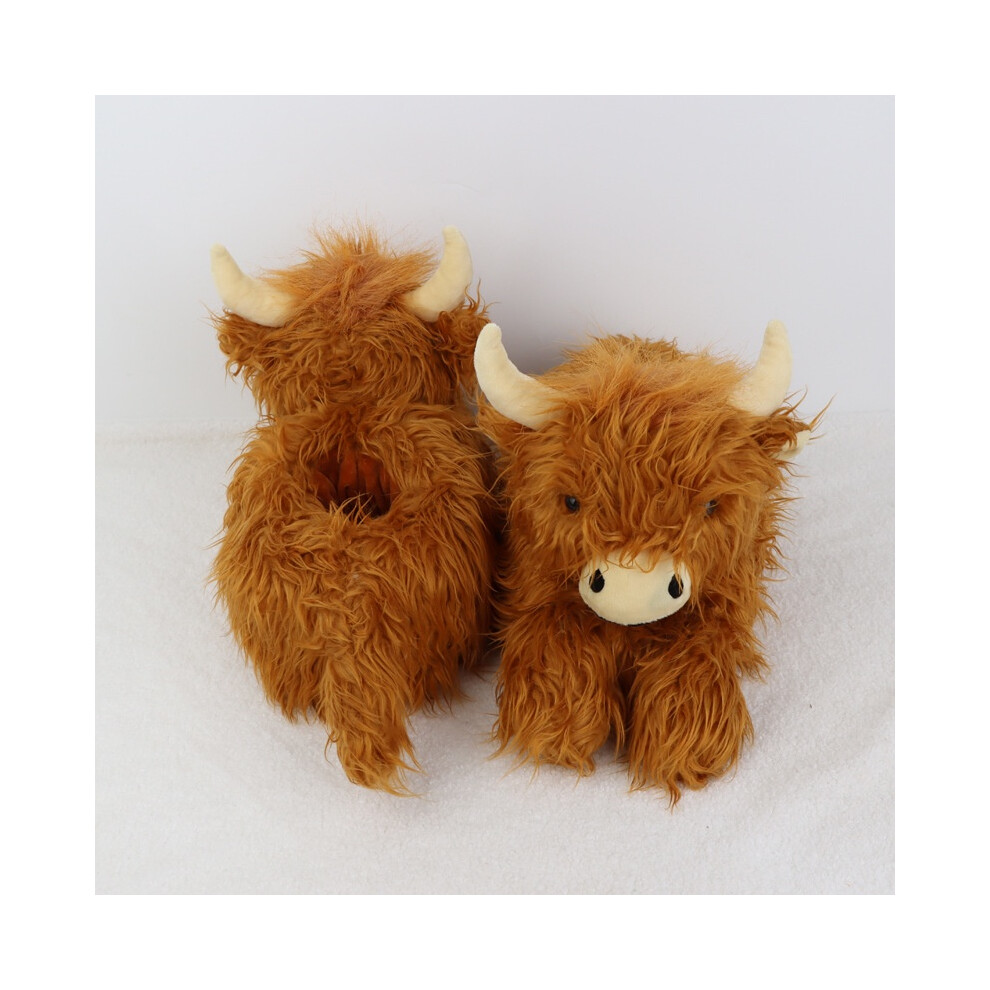 Cow Highland Plush Slipper Scottish Cow Slippers Warm Indoor Xmas Gift Home