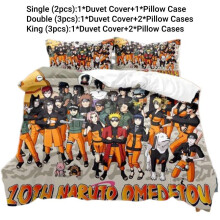 (Style D, Double) Bedding Anime Naruto Single Double King Duvet Cover Pillowcase Set Fans Gift