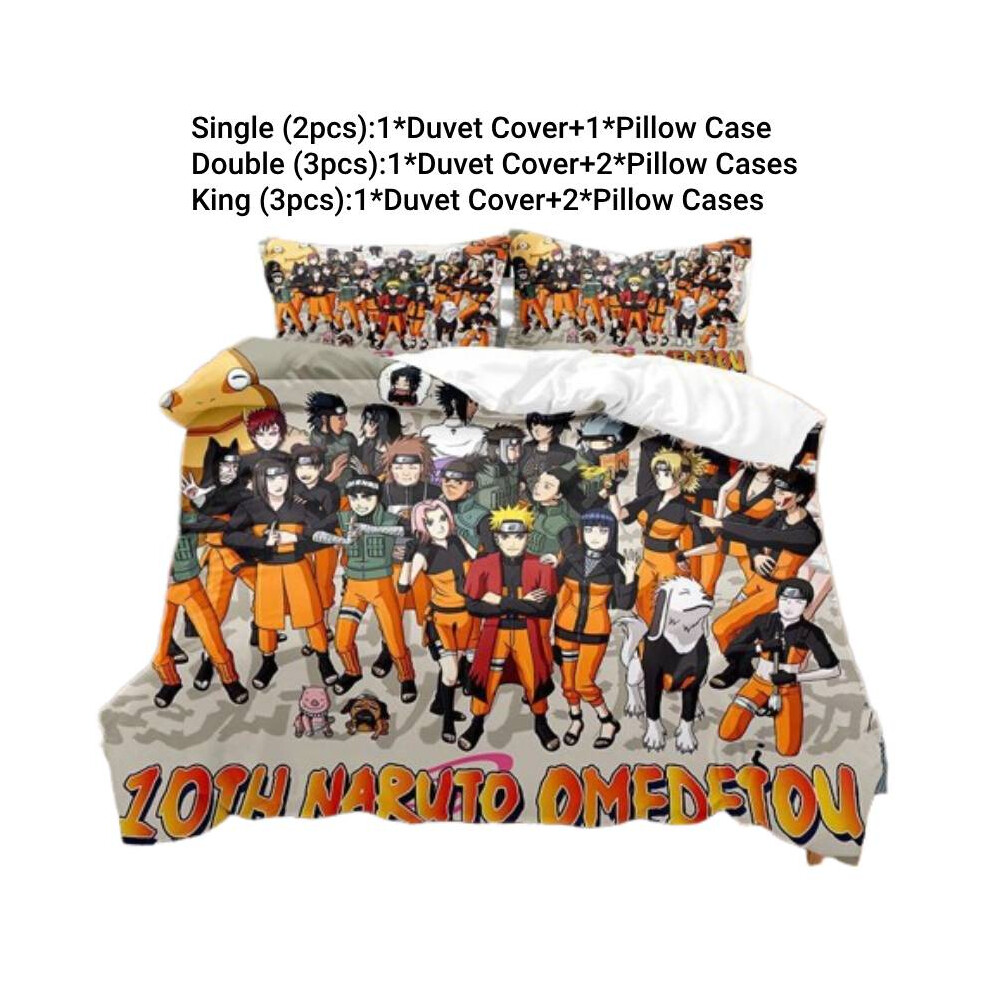 (Style D, Double) Bedding Anime Naruto Single Double King Duvet Cover Pillowcase Set Fans Gift