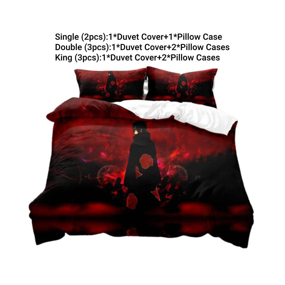 (Style J, Single) Bedding Anime Naruto Single Double King Duvet Cover Pillowcase Set Fans Gift