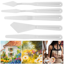 5pcs Plastic Palette Knife Set for Oil/Acrylic Painting – White, Portable