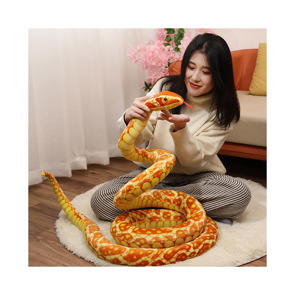 (Gold, 300cm) Snake Simulated Plush Toy Soft Filled Doll Room Decoration Holiday Gift Children