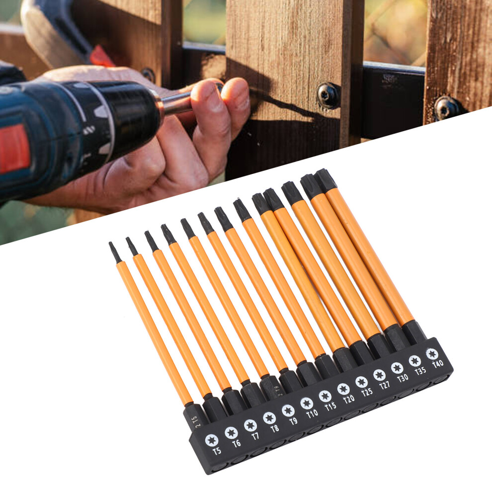 13Pcs Star Screwdriver Bits Set T5-T40 100Mm S2 Alloy Steel 7891340625526