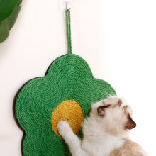 Kratzmatte aus Sisal für Katzen, langlebiges Material, große Fläche, süße Blumenform, Kratzmatte für Haustiere, grün